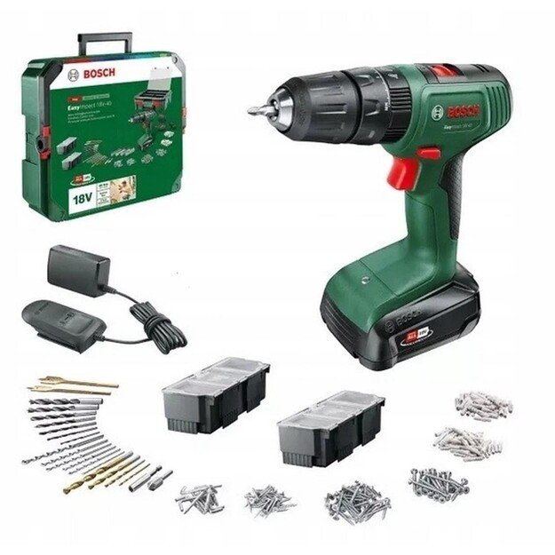 Akum.smūginis gręžtuvas Bosch EasyImpact18V-40(1x2Ah)SB, 06039D810C