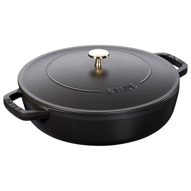 Staub Deep Braising Pan with Lid - 24 cm, Black