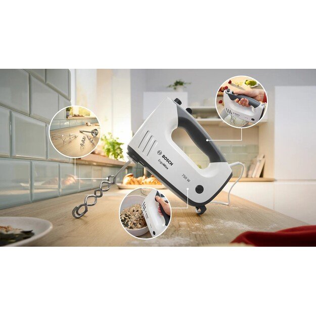 Bosch MFQ37490 mixer Hand mixer 750 W Grey, White 9