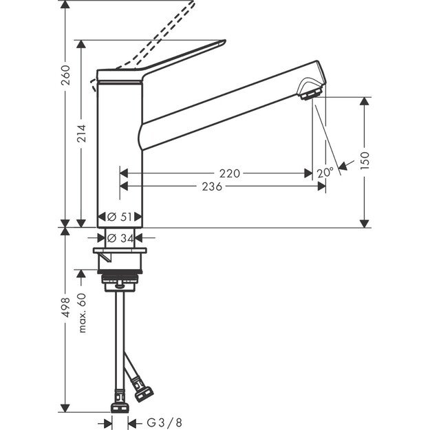 Plautuvės maišytuvas Hansgrohe Zesis M33, 74802800, nerūdijančio plieno