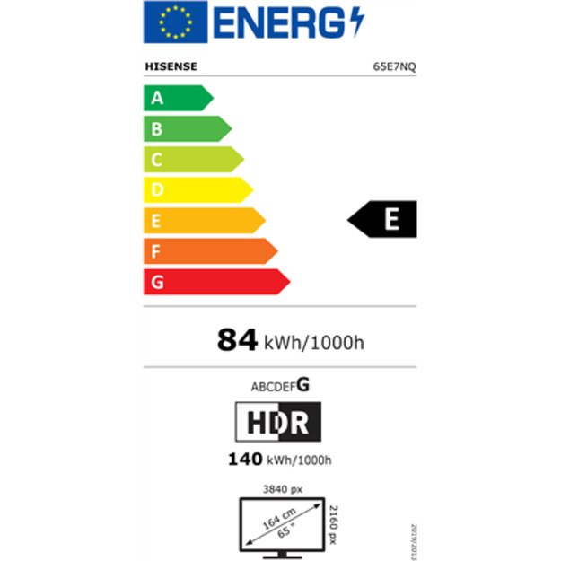 Hisense 65E7NQ TV 165.1 cm (65 ) 4K Ultra HD Smart TV Wi-Fi Black 350 cd/m²