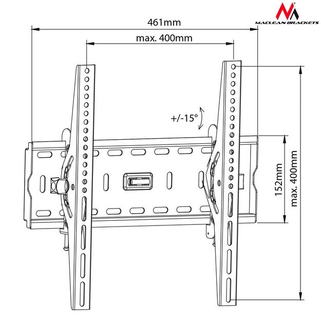 Mount wall for TV Maclean MC-778 (Tilting, Wall, 26  - 55 , max. 45kg)