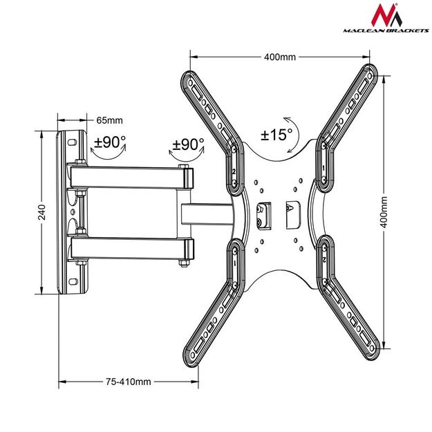 Mount wall for TV Maclean MC-759 (Wall, 13  - 55 , max. 30kg)