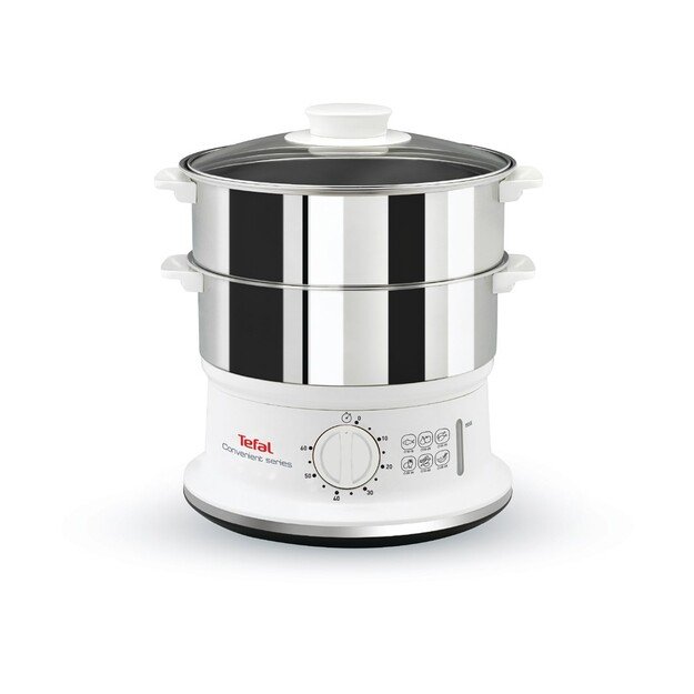 Tefal VC145 steam cooker 2 basket(s) Freestanding White, Stainless steel