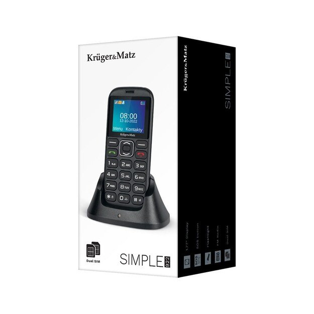 Kruger & Matz KM0922 4G 4,5 cm (1.77 ) 72g Black, Senior phone