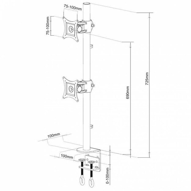 Dual Desk Mount 2x LED/LCD 13-27 Inch 20kg Vertical