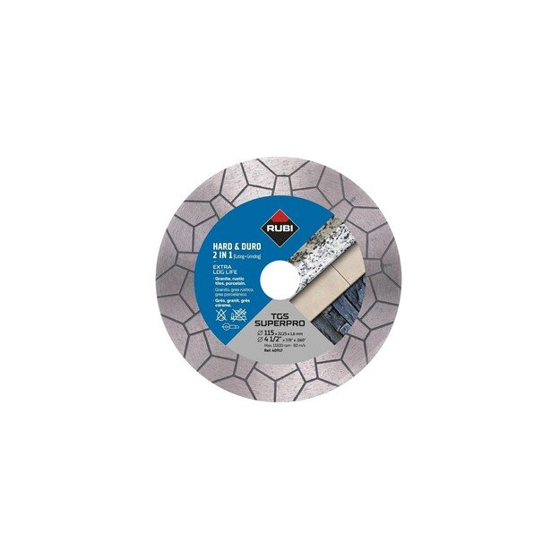 RUBI DIAMOND BLADE TGS 125 SUPERPRO FOR CUTTING AND GRINDING 2in1