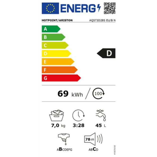 Skalbyklė HOTPOINT AQS73D28S EU/B N