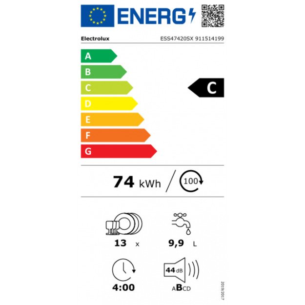 Ner.plieno spalvos 60 cm.pločio indaplovė Electrolux ESS47420SX