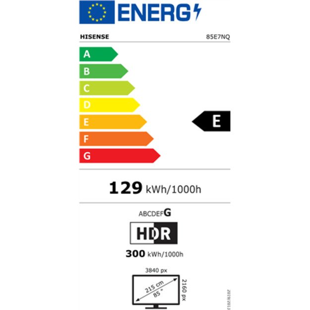 Hisense QLED Smart TV | 85E7NQ | 85  | Smart TV | VIDAA OS | UHD | Black