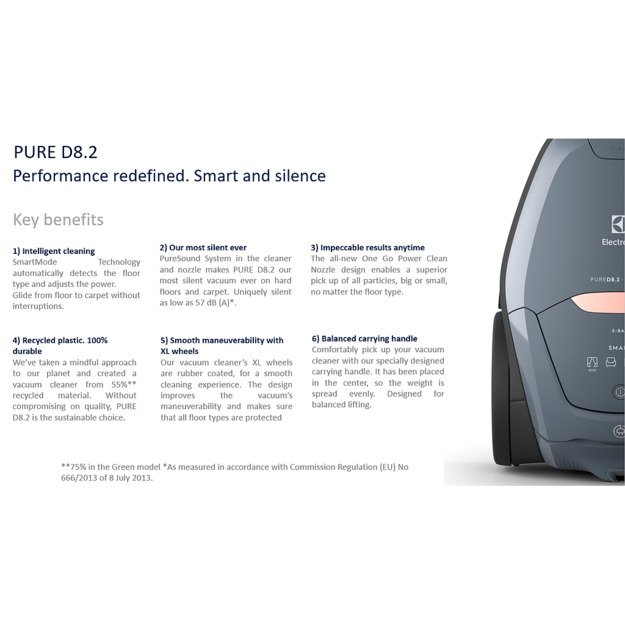 Vacuum cleaner ELECTROLUX PURE D8 PD82-4MB SILENCE