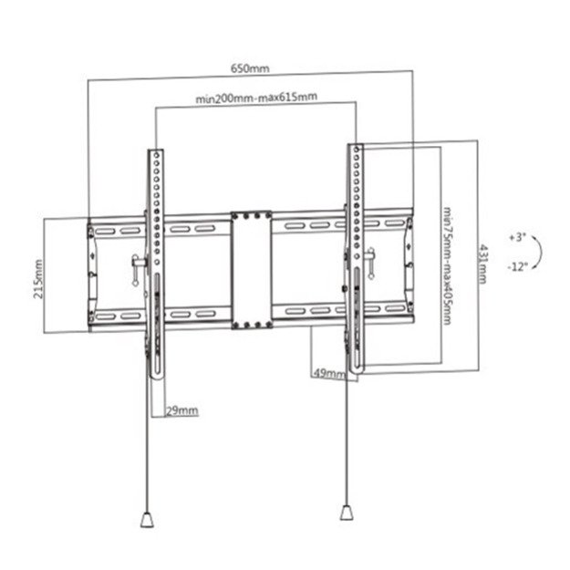 Gembird | Wall mount | Tilt | 37-80   | Maximum weight (capacity) 70 kg | Black