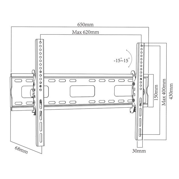 Maclean TV MC-421 Wall Mount Bracket 32 -90  VESA 600x400 80kg Tilting Universal Adjustable Spirit Level Accessories Flat Slim