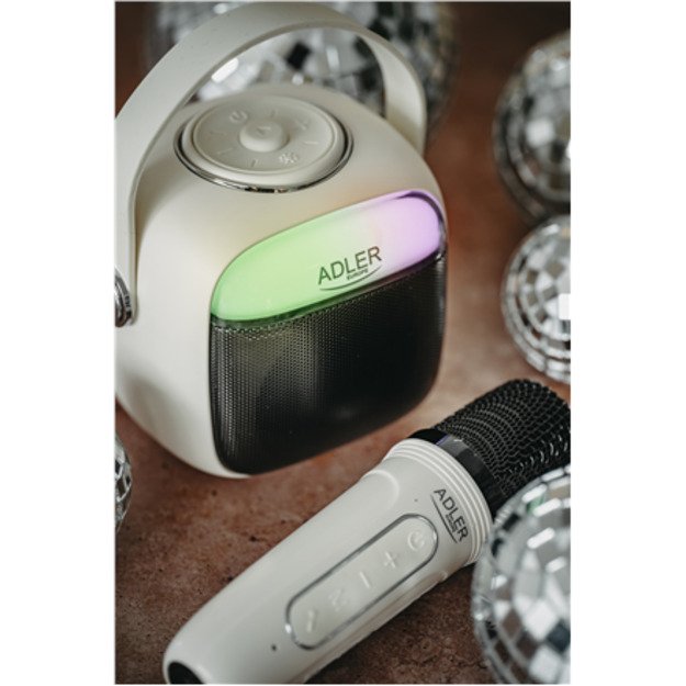 Adler Karaoke Speaker With Microphone | AD 1199W | Bluetooth | White | Portable | Wireless connection