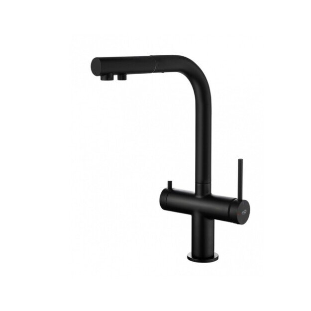Blue Water Delta virtuvinis mai&scaron;ytuvas su jungtimi filtrui ir i&scaron;traukiamu snapeliu juodas matinis
