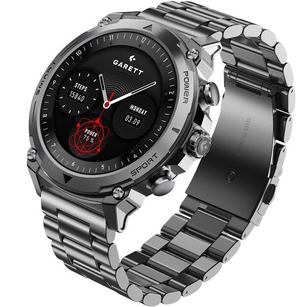 I&scaron;manusis laikrodis su lietuvi&scaron;ku meniu Garett Atom Silver steel 2