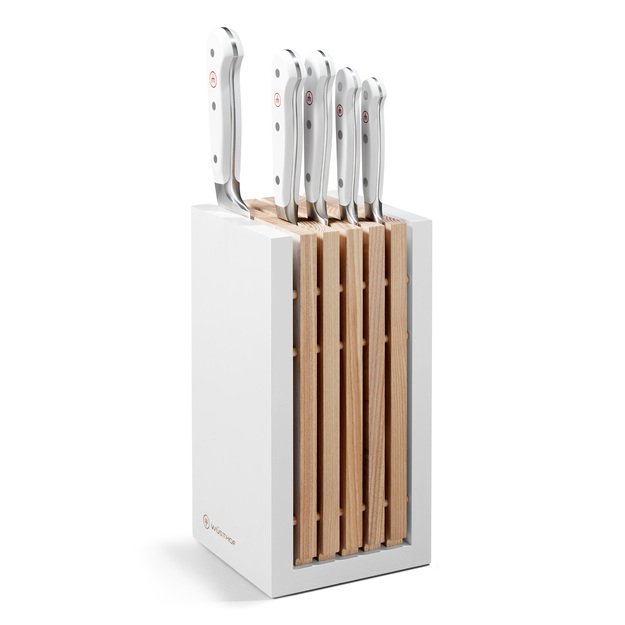Knife block with 5 knives, Classic White