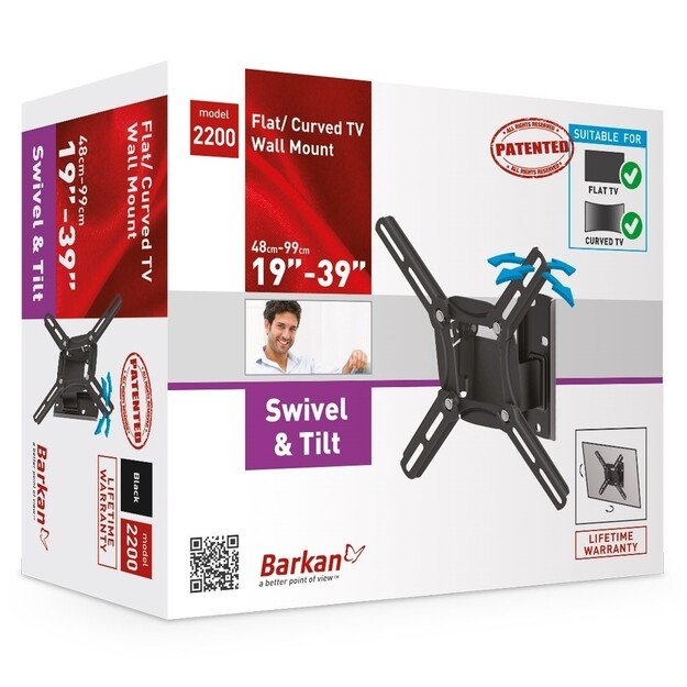 BARKAN 2200.B 26 -39  LED TV, 2 lankstų, sieninis, juodas 1