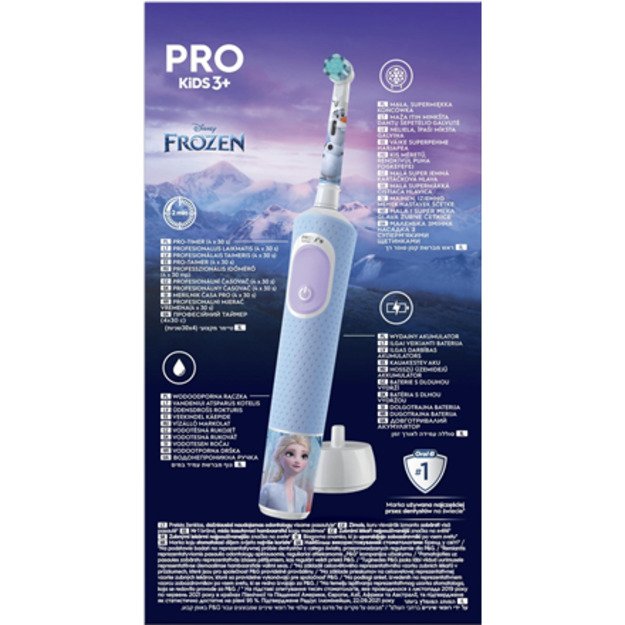 Oral-B | Electric Toothbrush | Vitality PRO Kids Frozen | Rechargeable | For children | Number of brush heads included 1 | Numbe 2