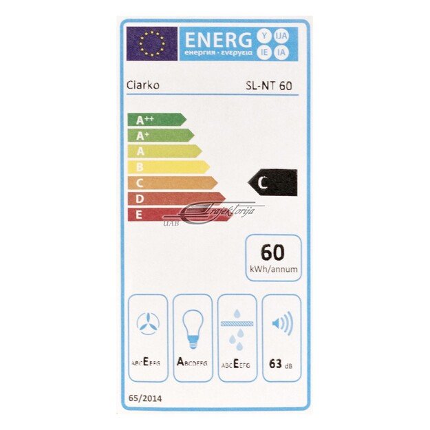 Cooker hood chimney CIARKO SL-NT 60 Glass White (255 m3/h, 600mm, white color) 1
