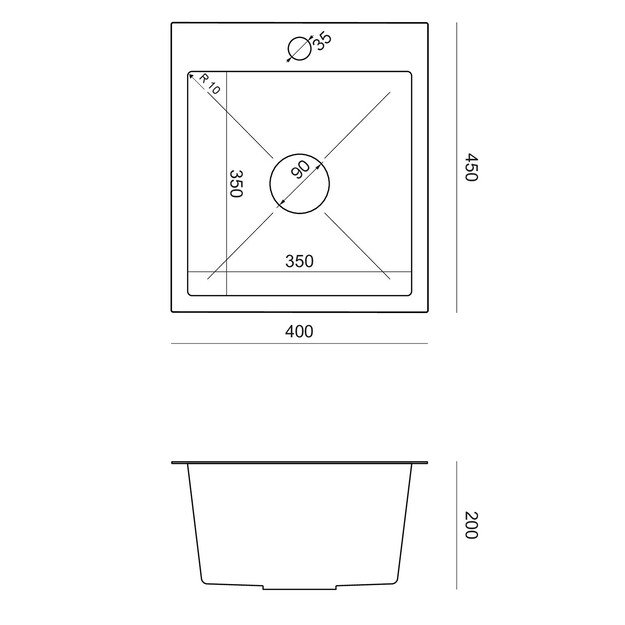 LUKE 90 plautuvė juoda (40x45x20) su sifonu + Maggie mai&scaron;ytuvas juodas ZH4045PVDBLM_3323503PVDB LM 4