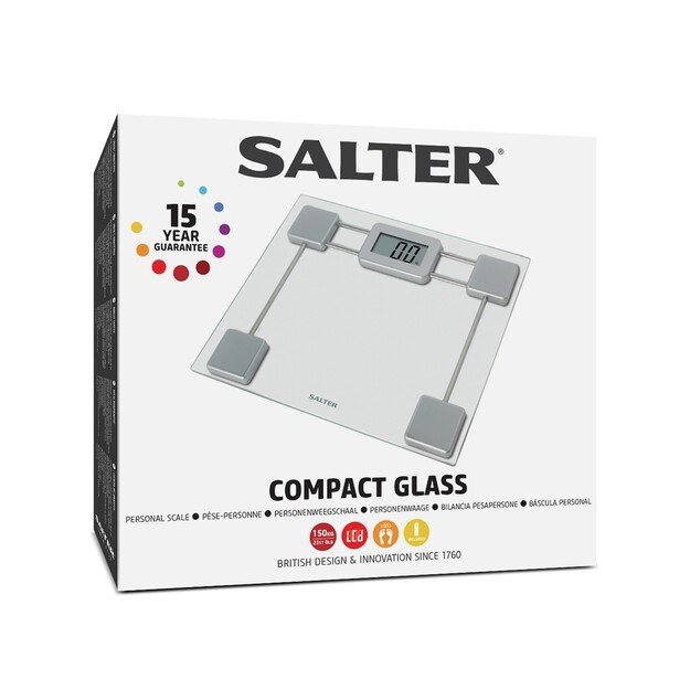 Salter 9081 SV3R Toughened Glass Compact Electronic Bathroom Scale 1