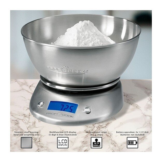 Elektroninės virtuvinės svarstyklės Proficook PC-KW 1040, nerūdijančio plieno 4