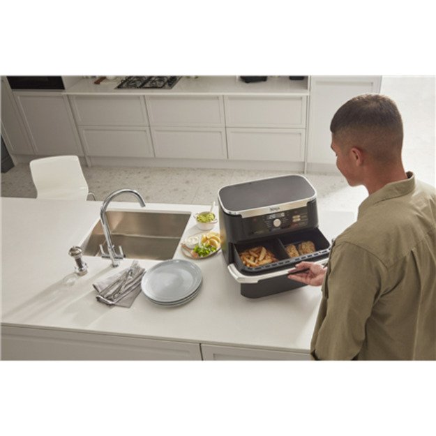 NINJA | Double Air Fryer | AF500EU Foodi FlexDrawer | Power 2470 W | Capacity 10.4 L | Black