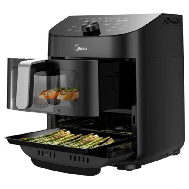 Midea Two Zone Airfryer | MAD1100DADK | Power 1850 W | Capacity 4.4/6.4 L | Rapid Air technology | Black 1