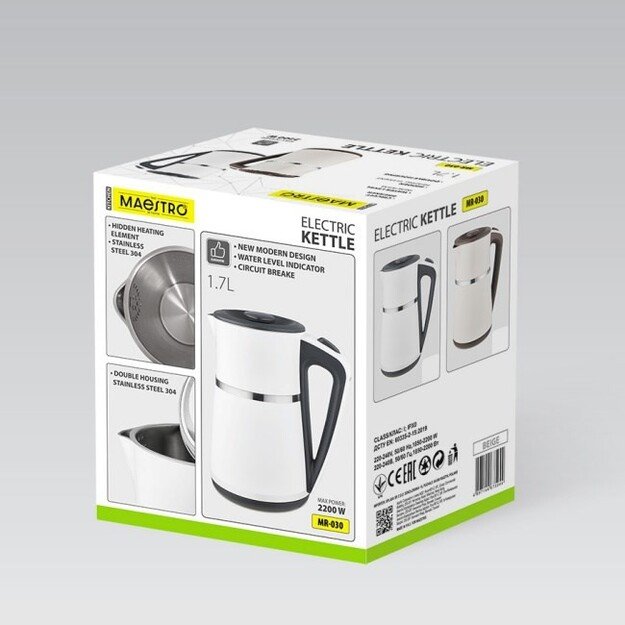 Electric kettle 1,7l 2200W MR-030-WHITE MAESTRO