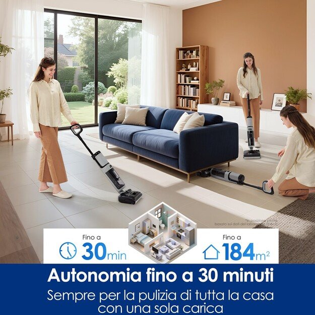 Tineco FloorOne i5 Stretch PLUS Upright vacuum Battery Dry&wet Bagless Grey 2.5 Ah
