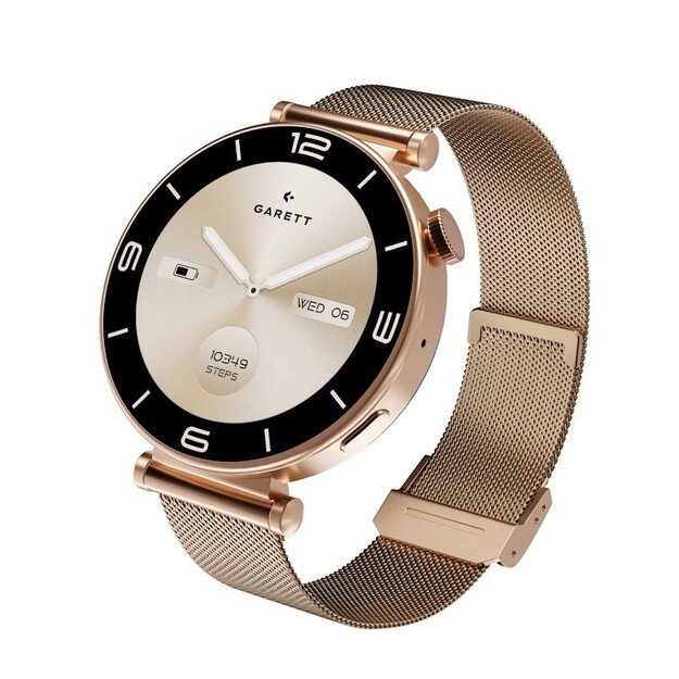 I&scaron;manusis laikrodis su lietuvi&scaron;ku meniu Garett Rose Gold Mesh steel