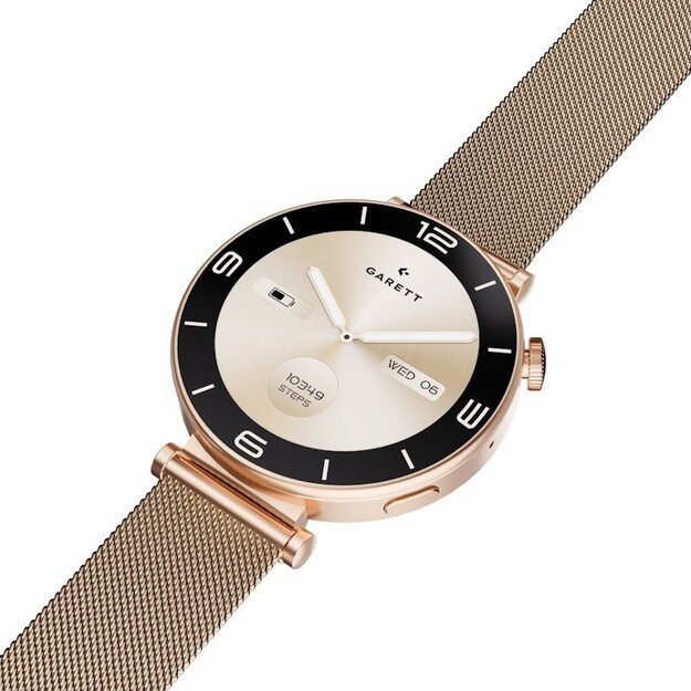I&scaron;manusis laikrodis su lietuvi&scaron;ku meniu Garett Rose Gold Mesh steel