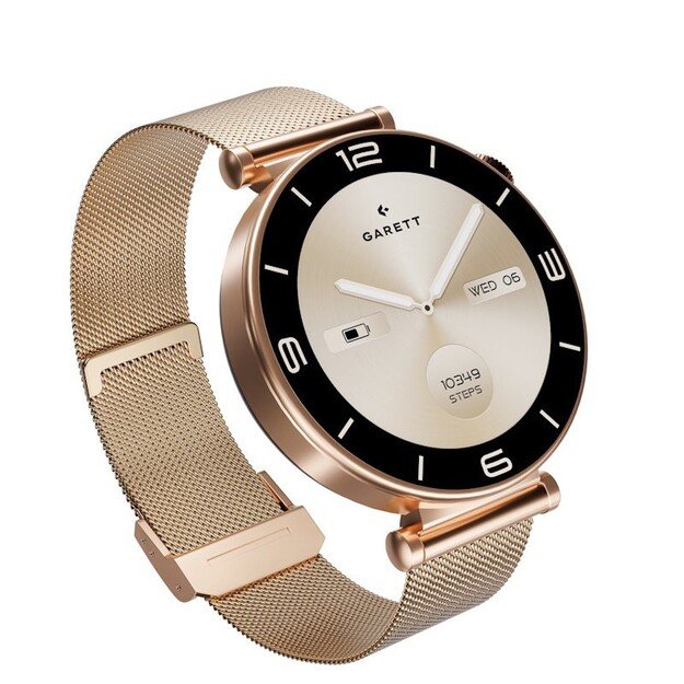 I&scaron;manusis laikrodis su lietuvi&scaron;ku meniu Garett Rose Gold Mesh steel
