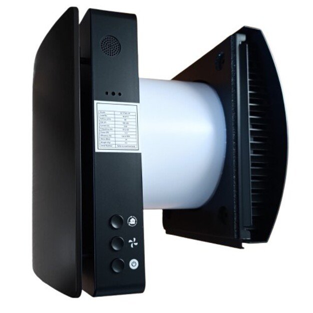 Rekuperatorius 46m2 patalpai, Wi-Fi, Tuya, su drėgmės jutikliu, juodas