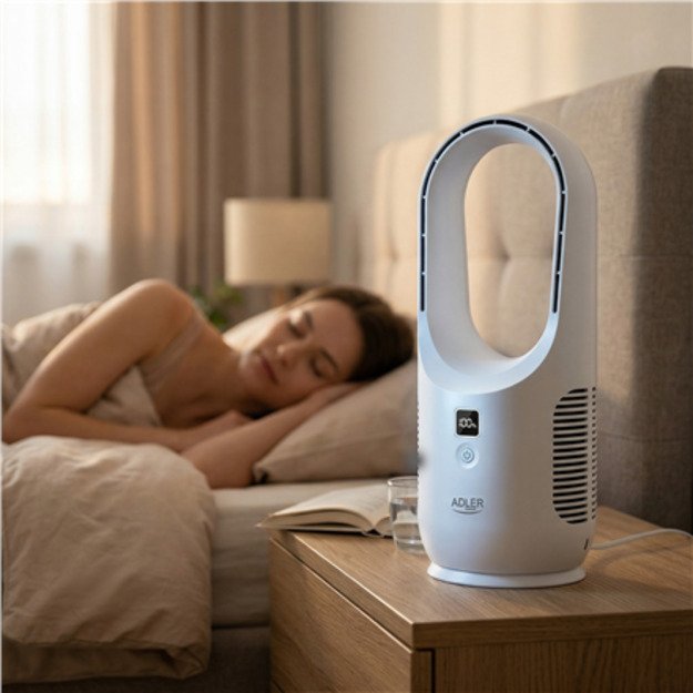 Adler Bladeless Rechargeable Fan | AD 7343 | Desk Fan | White | Diameter 14 cm | Number of speeds 3