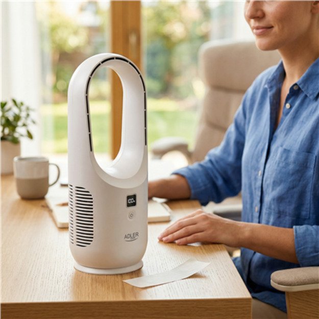 Adler Bladeless Rechargeable Fan | AD 7343 | Desk Fan | White | Diameter 14 cm | Number of speeds 3