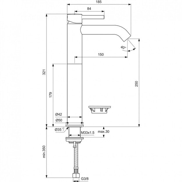 Mai&scaron;ytuvas praustuvo IDEAL STANDARD auk&scaron;tas juodas Ceraline BC269XG 3