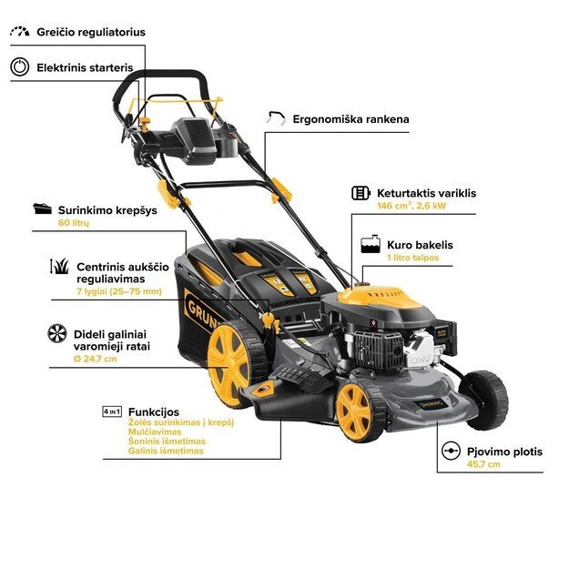 Benzininė vejapjovė Grunder S461VHY-T6 7