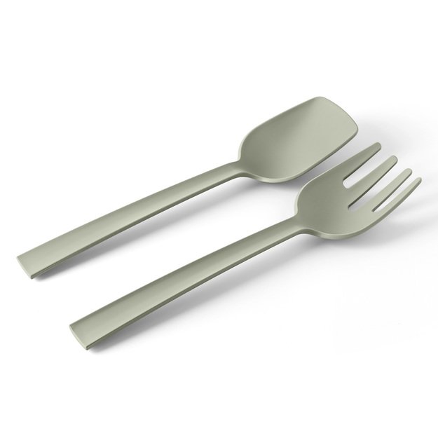 Fork and spoon, 29.3 cm, green, Paestum Collection