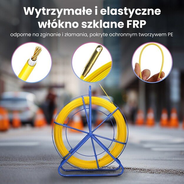 FIBERGLASS CABLE PULLING MACHINE 4.5mm / 100m (REMOTE CONTROL / STEEL) PE + STAND