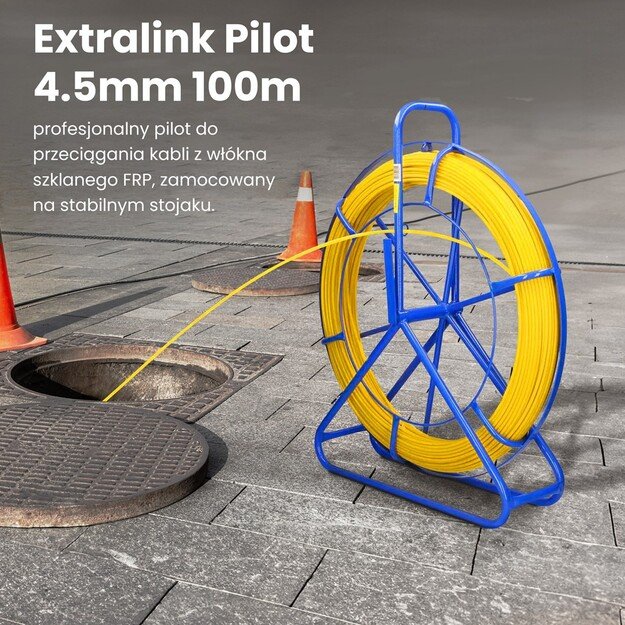 FIBERGLASS CABLE PULLING MACHINE 4.5mm / 100m (REMOTE CONTROL / STEEL) PE + STAND