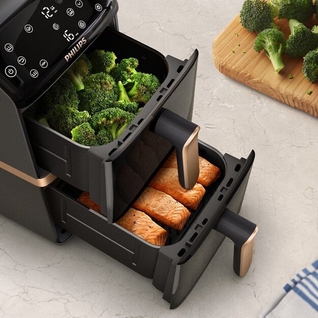 Philips 4000 series Dual Stack Airfryer Vertical Basket 10L Double Stand-alone 2750 W Hot air fryer Black