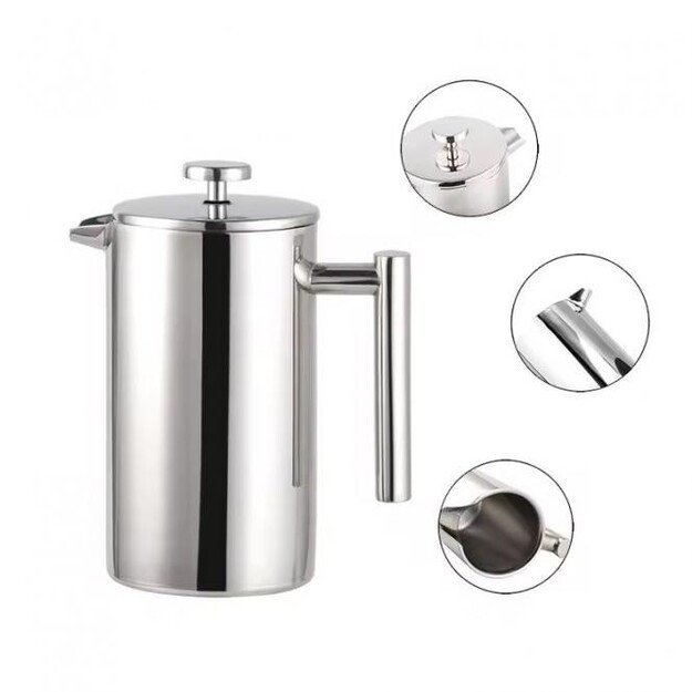 French press nuspaudžiamas metalinis  kavinukas 380 ml