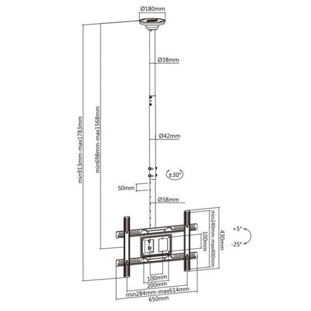 Mount ceiling for TV Maclean MC-803 (Ceiling, 23  - 100 , max. 50kg)