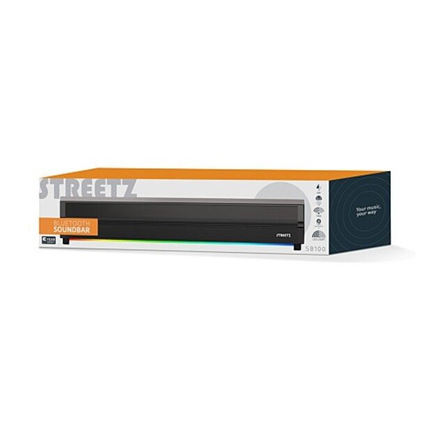 Bluetooth kolonėlė STREETZ, su RGB, micro SD / SB100-BLK / 6612035