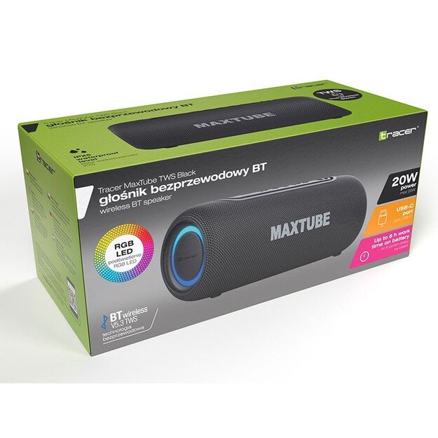 Tracer speakers MaxTube 20W TWS bluetooth black TRAGLO47358