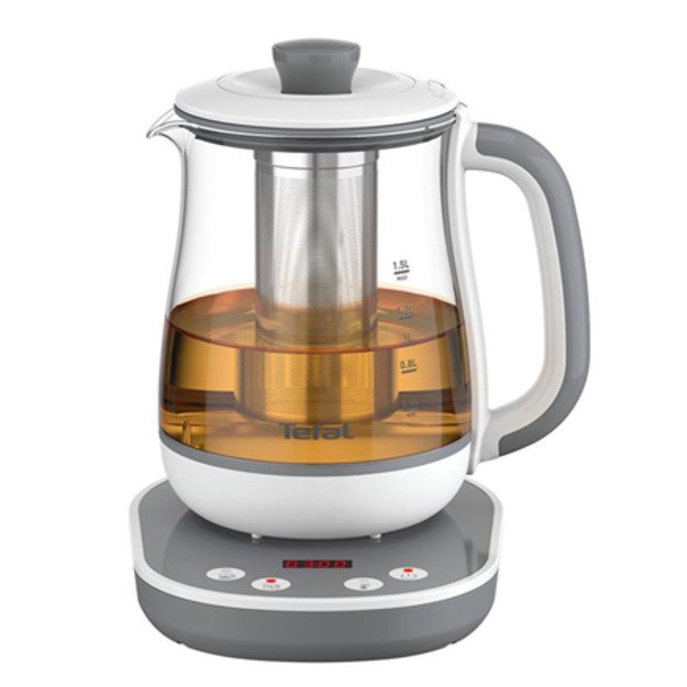 TEFAL BJ551B10 | Tea Kettle | 1400 W | 1.5 L | Glass | 360&deg; rotational base | White/Grey