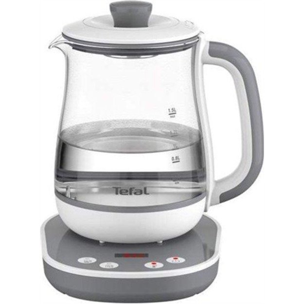 TEFAL BJ551B10 | Tea Kettle | 1400 W | 1.5 L | Glass | 360&deg; rotational base | White/Grey