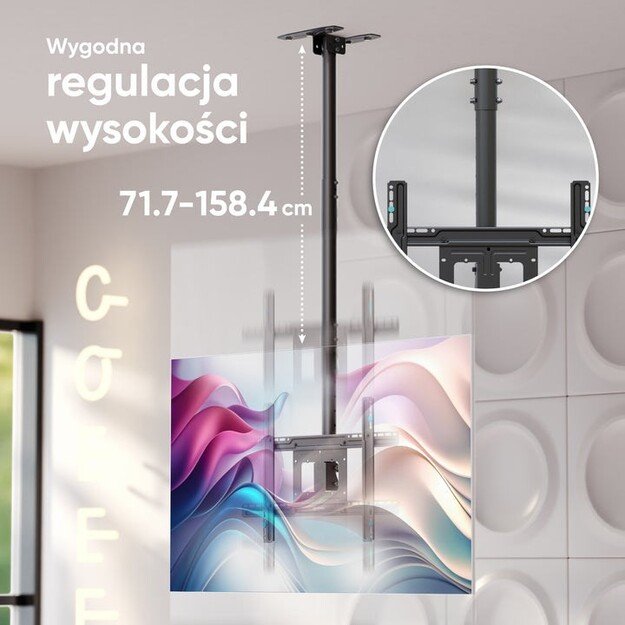 ONKRON Ceiling mount for TV 32 -80  max 68 kg, tilt-swivel, black